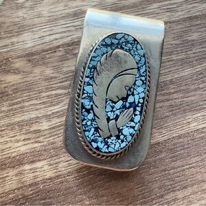 Vintage Southwestern Turquoise Mexico Alpaca Money Clip